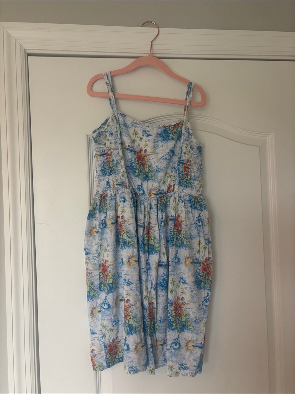 Disney Cruise Line Blue Tropical Print Sundress with Surfing Mickey
